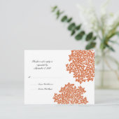 Orange Floral Wedding RSVP Karte (Stehend Vorderseite)