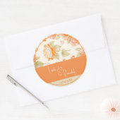 Orange Floral Wedding Runder Aufkleber (Umschlag)