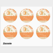 Orange Floral Wedding Runder Aufkleber (Blatt)