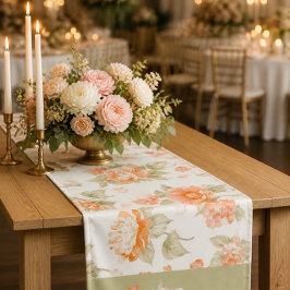 Orange Floral Wedding Table Runner Mittelgroßer Tischläufer