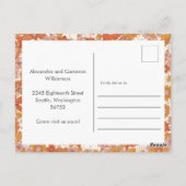 Orange Floral Wir haben neue Zuhause Ankündigung Postkarte (Rückseite)