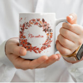 Orange Floral Wreath Individuelle Name Jumbo-Tasse