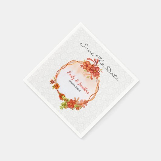 Orange Floral Wreath Serviette (Ecke)