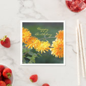 Orange Floral Zennia "Happy Birthday" Serviette (Beispiel)