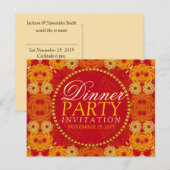 Orange Florettes Dinner Party Einladung Postkarte (Vorne/Hinten)
