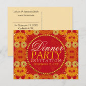 Orange Florettes Dinner Party Einladung Postkarte (Vorne/Hinten)