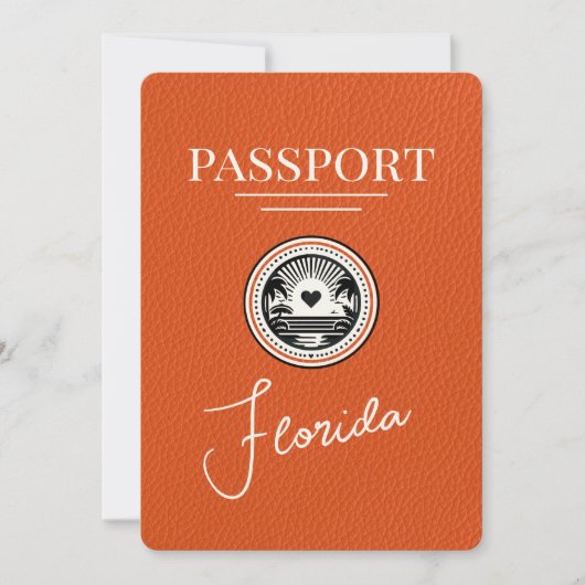 Orange Florida Passport Save the Date (Vorderseite)