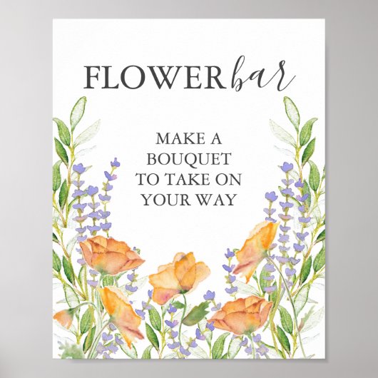 Orange Flower Bar Sign Poster (Vorne)