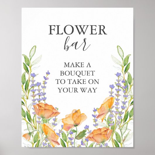 Orange Flower Bar Sign Poster (Vorne)