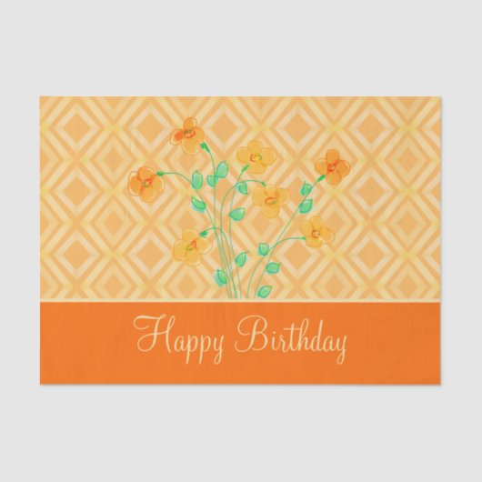 Orange Flower Birthday Tissue Paper Seidenpapier (Vorderseite)