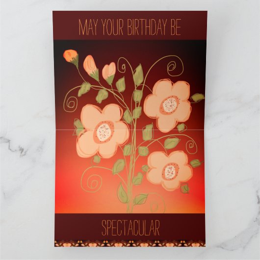 Orange Flower Gemustert Karte (Innenseite)