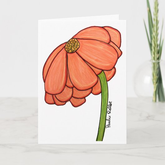 Orange Flower- Thinking of you... Karte (Vorderseite)