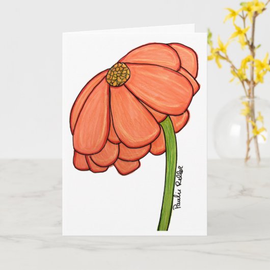 Orange Flower- Thinking of you... Karte (Gelbe Blume)