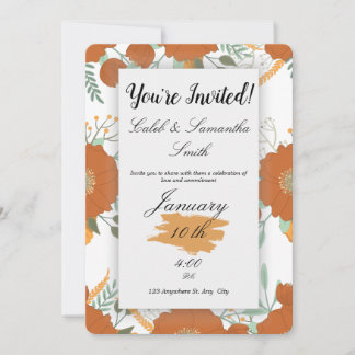 Orange Flower Wedding Invitation Einladung