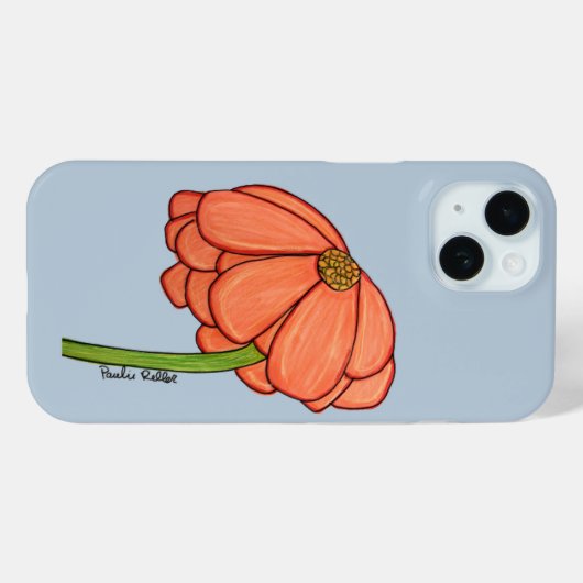 Orange Flower with Blue background Case-Mate iPhone Hülle (Rückseite (Horizontal))