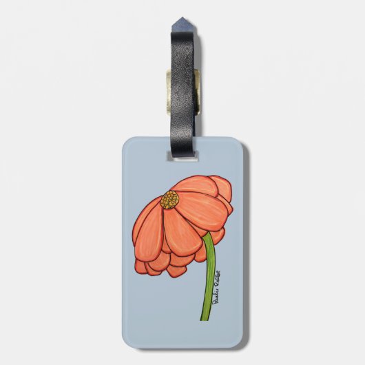 Orange Flower with Blue background Gepäckanhänger (Rückseite vertikal)