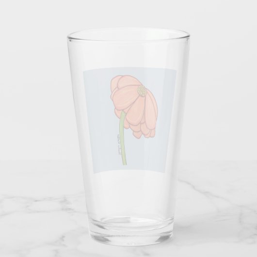 Orange Flower with Blue background Glas (Rückseite)