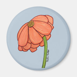 Orange Flower with Blue background Magnet