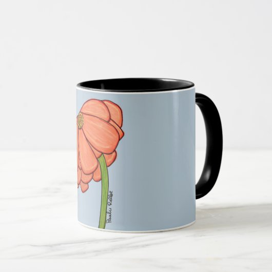 Orange Flower with Blue background Tasse (VorderseiteRechts)