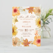 Orange flowers save the date (Stehend Vorderseite)