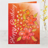 Orange Flows Personalisierte Geburtstagskarte Karte (Gelbe Blume)