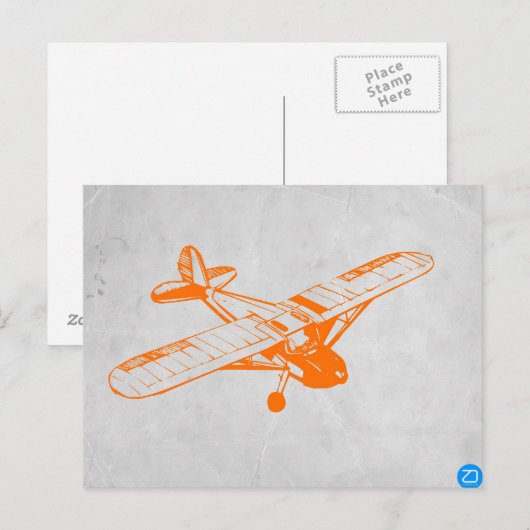 Orange Flugzeug Postkarte (Vorne/Hinten)