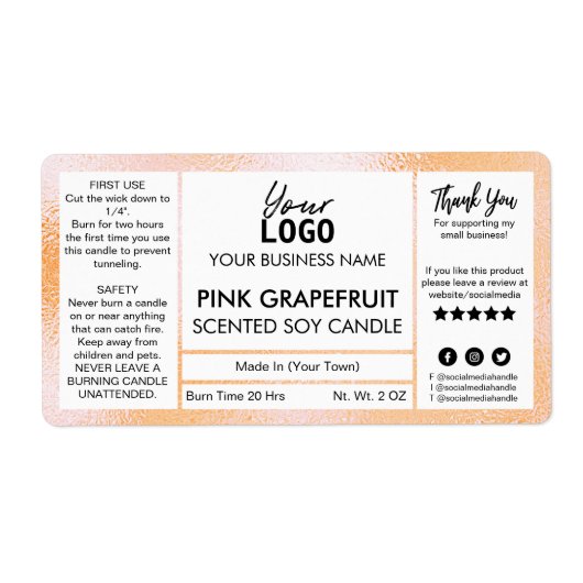 Orange Foil Pink Grapefruit Scented Soy Candle Lab (Vorne)