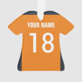 Orange Football, Navy & White Jersey Ornament (Vorderseite)