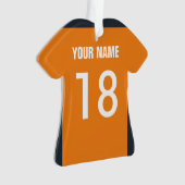 Orange Football, Navy & White Jersey Ornament (Vorderseite)