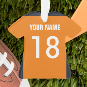 Orange Football, Navy & White Jersey Ornament