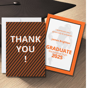 Orange Football Theme Abschluss Dankeskarte