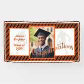 Orange Football Themed Foto Abschluss Banner (Horizontal)