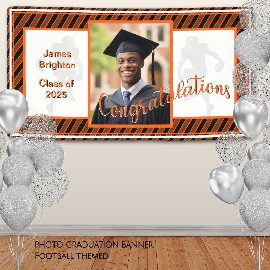 Orange Football Themed Foto Abschluss Banner