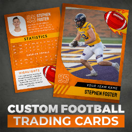 Orange Football Trading Card Sport Player Foto Telefonnummerkarte