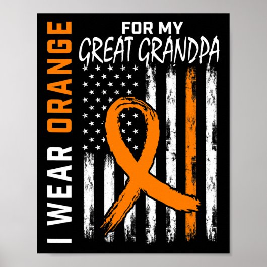 Orange for my Great Opa Leukemia Cancer Awaren Poster (Vorne)