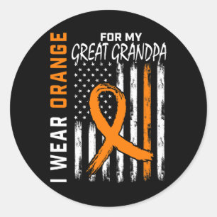 Orange for my Great Opa Leukemia Cancer Awaren Runder Aufkleber