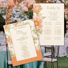 Orange Foral Wedding Program Einladung