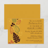 Orange Formal Blätter-3x5 Erntedank Dinner einlade Einladung (Vorne/Hinten)