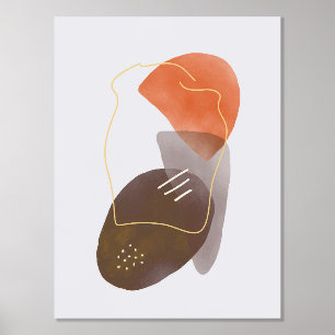 Orange Formen HandGezeichnet Wasserfarbe Abstrakt Foliendrucke