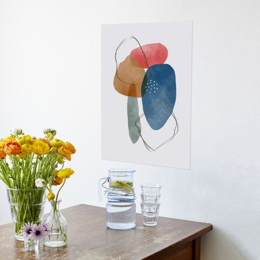 Orange Formen HandGezeichnet Wasserfarbe Abstrakt Foliendrucke (Ablage(Küche))