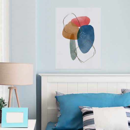 Orange Formen HandGezeichnet Wasserfarbe Abstrakt  Foliendrucke (In Situ (Schlafzimmer))