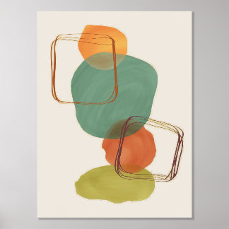 Orange Formen HandGezeichnet Wasserfarben Moderne  Foliendrucke