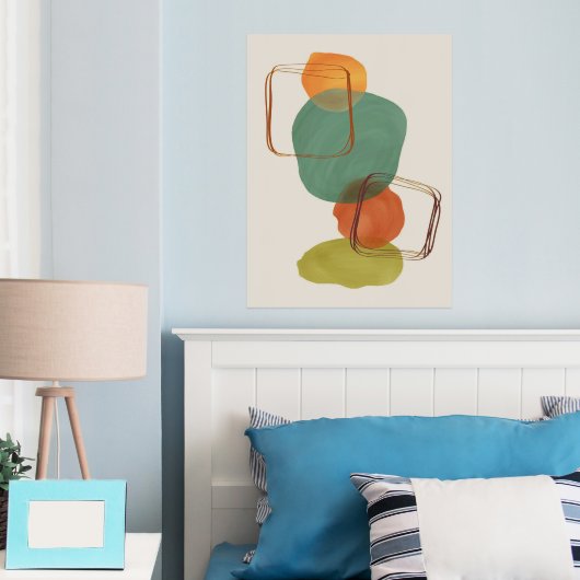 Orange Formen HandGezeichnet Wasserfarben Moderne Foliendrucke (In Situ (Schlafzimmer))