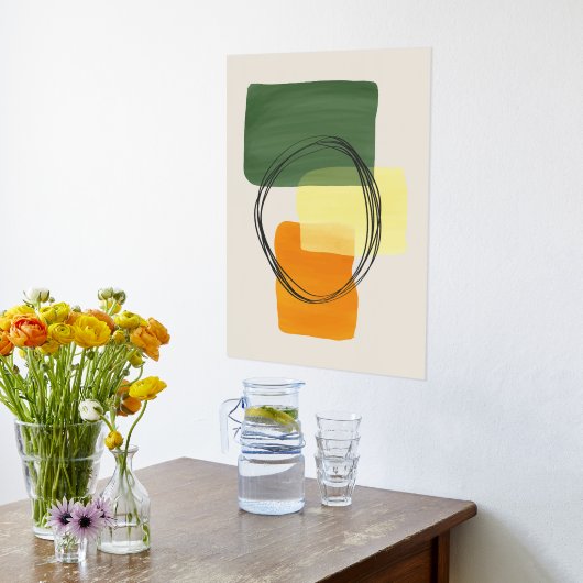 Orange Formen HandGezeichnet Wasserfarben Moderne  Foliendrucke (Ablage(Küche))