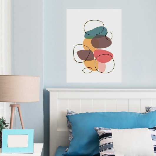 Orange Formen künstlerische Zusammensetzung Foliendrucke (In Situ (Schlafzimmer))