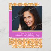 Orange Foto 40. Geburtstag Party Einladungen (Vorne/Hinten)