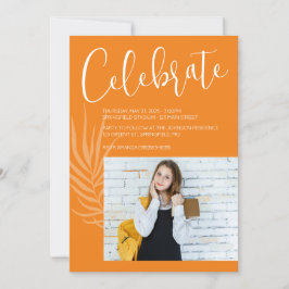 Orange Foto Abschluss Einladung