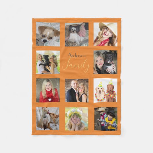 ORANGE Foto Blanket Collage Instagram Gold Fleecedecke (Vorderseite)
