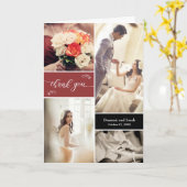 Orange Foto Collage Rustic Wedding Vielen Dank Karte (Gelbe Blume)