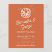 Orange Foto Disco Einladung zur Hochzeit (Vorderseite)